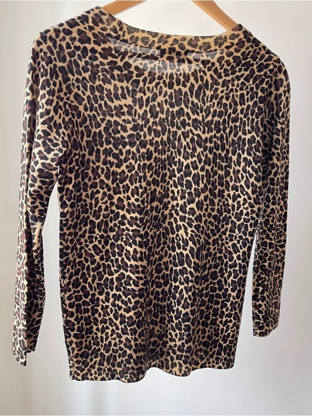J. Crew Leopard Print Long Sleeve Merino Wool Size S